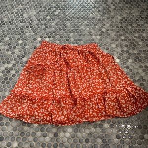 Red floral mini skirt